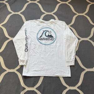 White Quiksilver Wave Logo Long Sleeve Tee